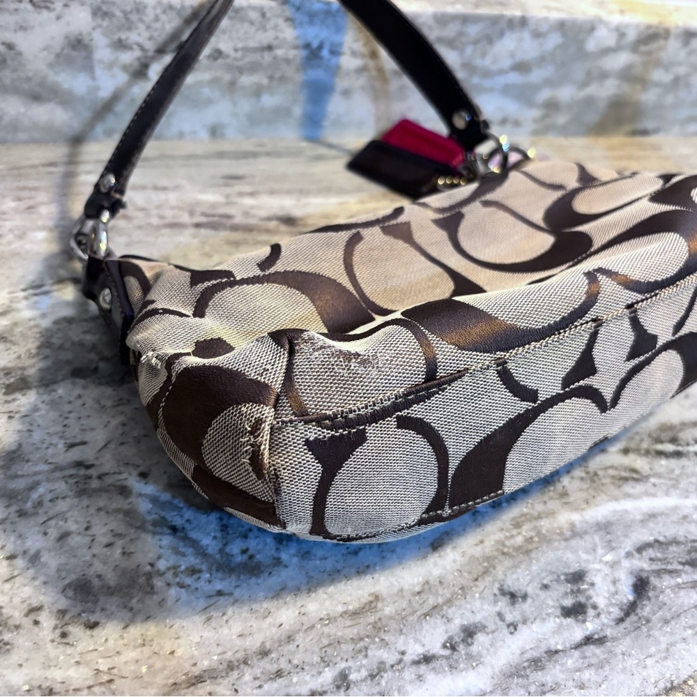 Coach Signature Jacquard Stripe Demi Brown and Tan Shoulder Bag - Picture 5 of 10